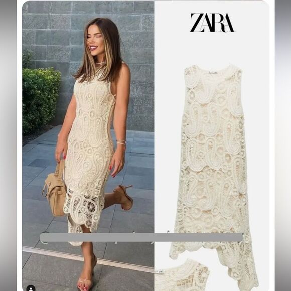 ZARA ASYMMETRIC CROCHET DRESS - Picture 3 of 10
